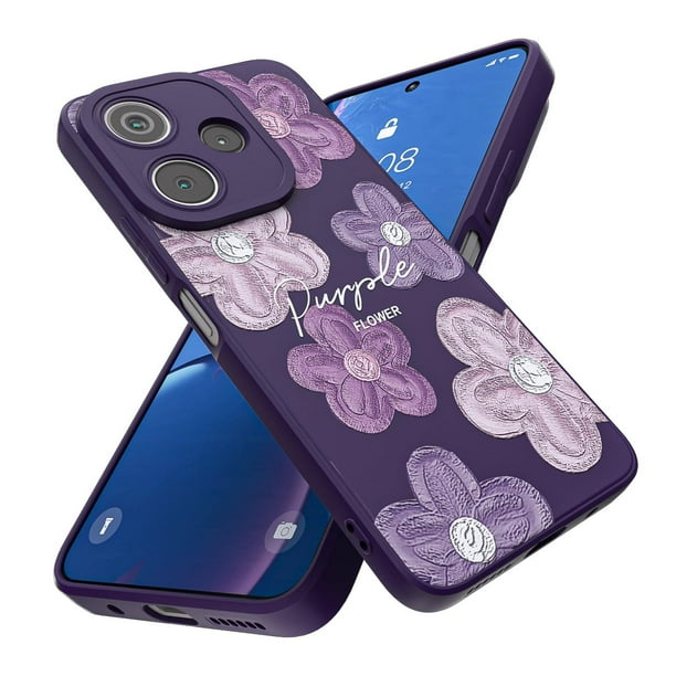 Threehao Funda para Xiaomi Redmi Note 13 4G Case Uso Rudo, Ultra Delgado Flexible Morada Suave TPU S