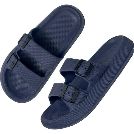 

I FAMURAY Women Men Pillow Sandals Thick Sole Adjustable Buckles EVA Cloud Slides Slippers