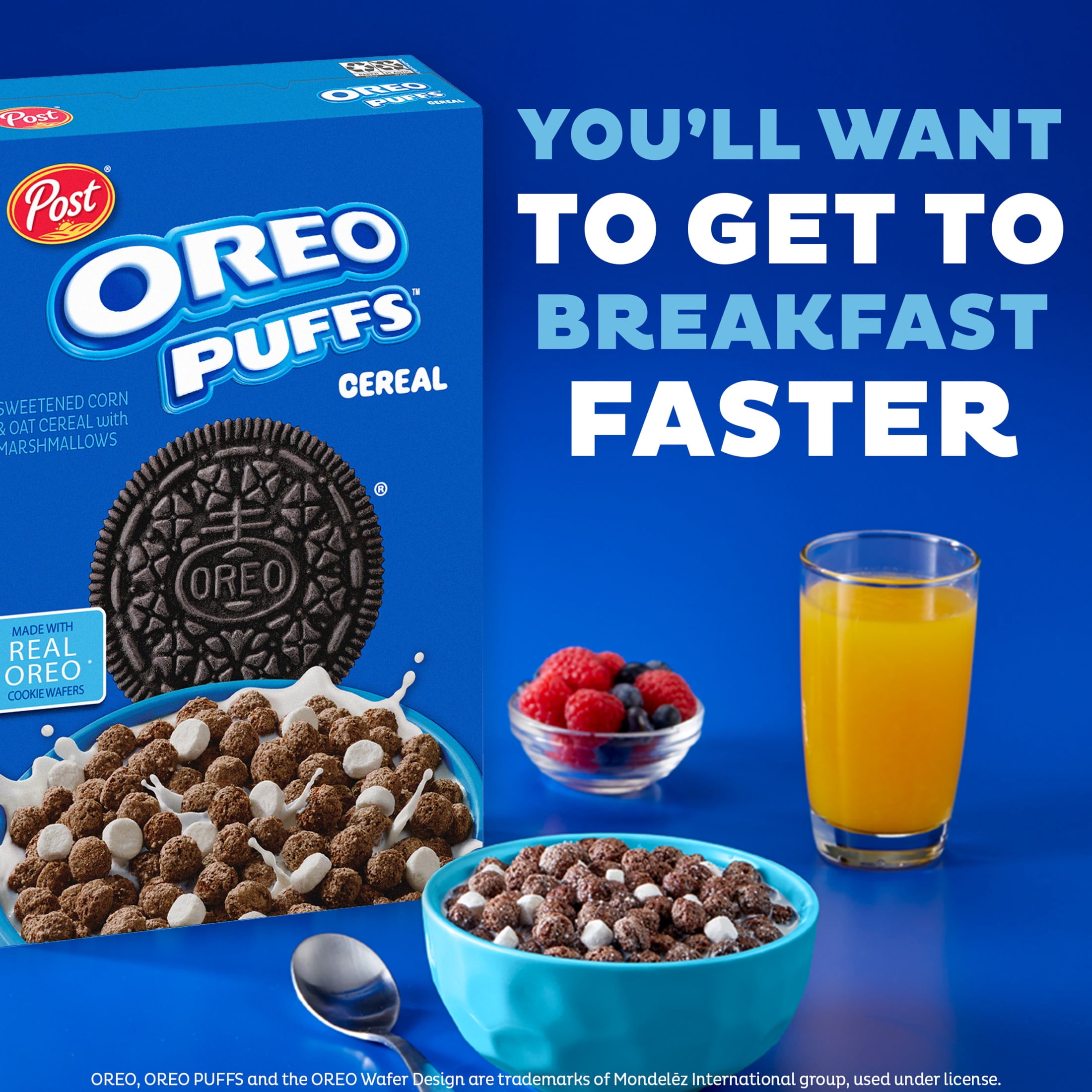 (12 pack) Post OREO PUFFS® Chocolate & Marshmallow Breakfast Cereal Cup, 1 oz