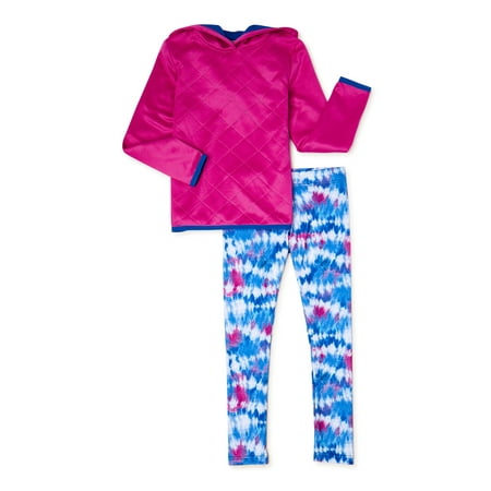 Cheetah Girls & Toddler Girls Performance Fleece Quilted Pullover Hoodie and Tie Dye Leggings, 2-Piece Active Set, Sizes 2T-18 & Plus