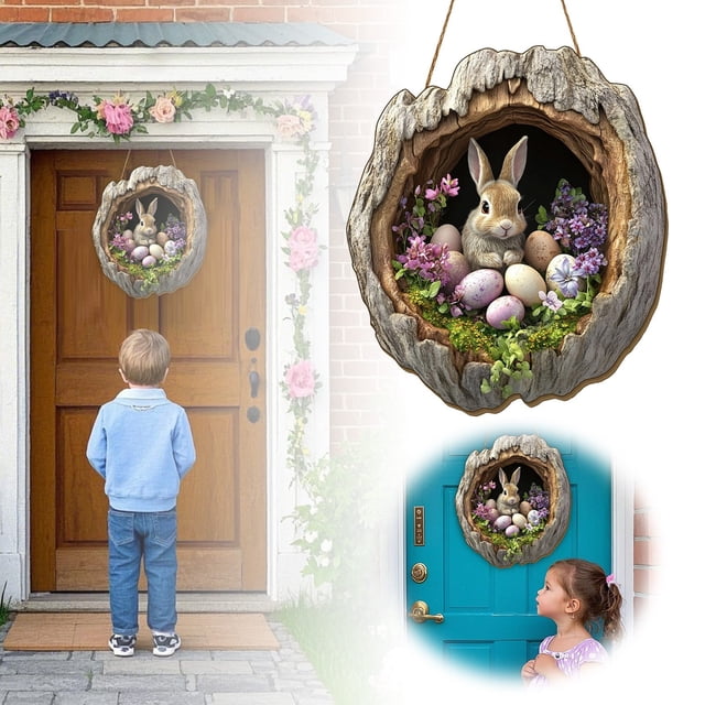 Panneau de Bienvenue de Pâques pour Porte d'Entrée Intérieur Extérieur Maison