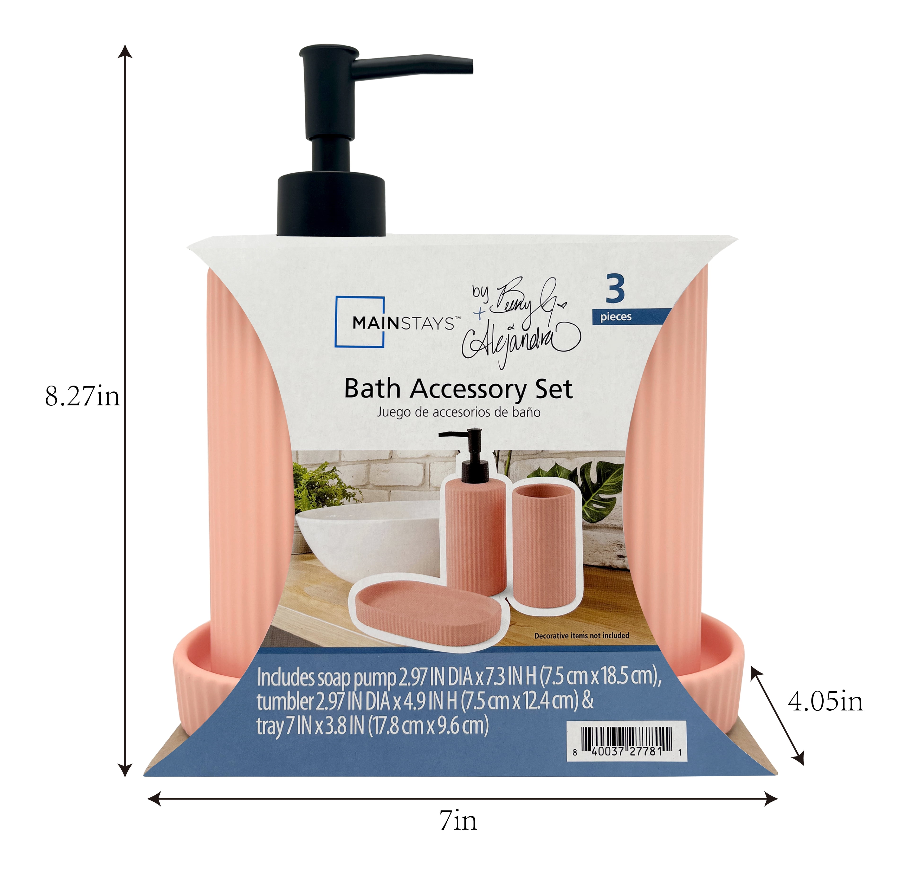 Mainstays By Becky G. & Alejandra 3-Piece Bath Accessory Set, Coral