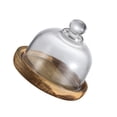 thumbnail image 2 of 2 in 1 Cake Stand with Glass Dome, Acacia Wood Cheese Cupcake Decorative Tray, Glass Dome with Base for Cake Fruit Display Server Platter Kitchen Party Appetizer, 2 of 7