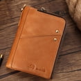 thumbnail image 5 of Men's 100% Cowhide Leather Zipper Wallet RFID Blocking Card Holder Coin Purse, 5 of 12
