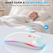 Bluetooth LED 2.4G Wireless Mouse Luminous Slim Design for Laptop - Space Silver