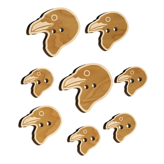 Clever Raven Head Wood Buttons for Crochet Knitting Sewing DIY Craft - 1.00 Inch Medium (7pcs)