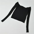 thumbnail image 5 of JDQJBZ Summer Womens Tops,Tops For Women Trendy Ruffle Slim Off Shoulder Crop Knit Long Sleeve Top For Spring Summer, 5 of 5