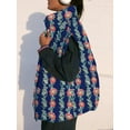 thumbnail image 4 of Women Floral Oversized Puffer Vest Cap Sleeve Winter Warm Puffy Quilted Jackets Coat, 4 of 7
