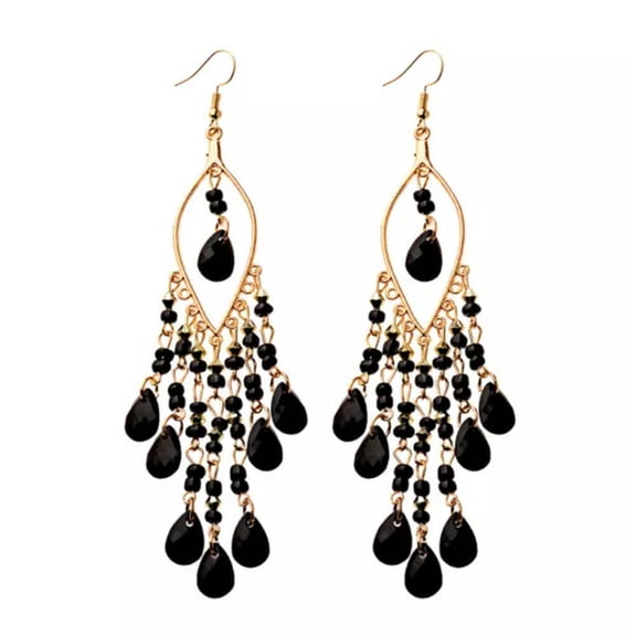 EOEMY 2019 Women'S Handmade Resin Beads Gemstone Drop Earrings Bohemian Hook Earrings-1#