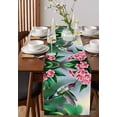 thumbnail image 4 of Green Hummingbird Table Runner 36 Inches, Spring Summer Pink Flower Leaf Bed Runner Dresser Scarves Tabletop for Indoor Outdoor Parties/Ceremony/Banquet, 13"x 36", 4 of 8