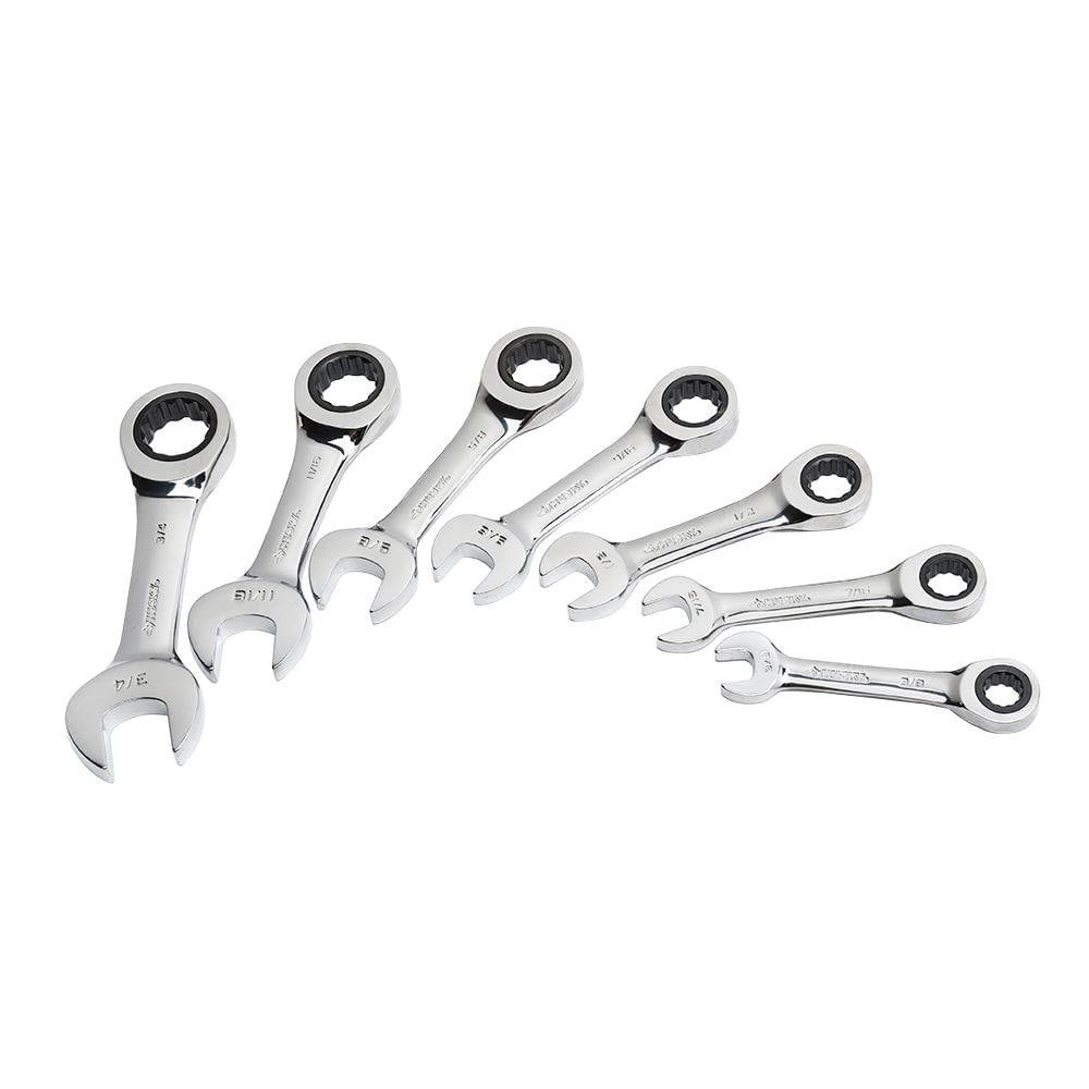 GearWrench 6 PC Piece Stubby Combo Ratchet Wrench Set Metric MM Short Polished 
