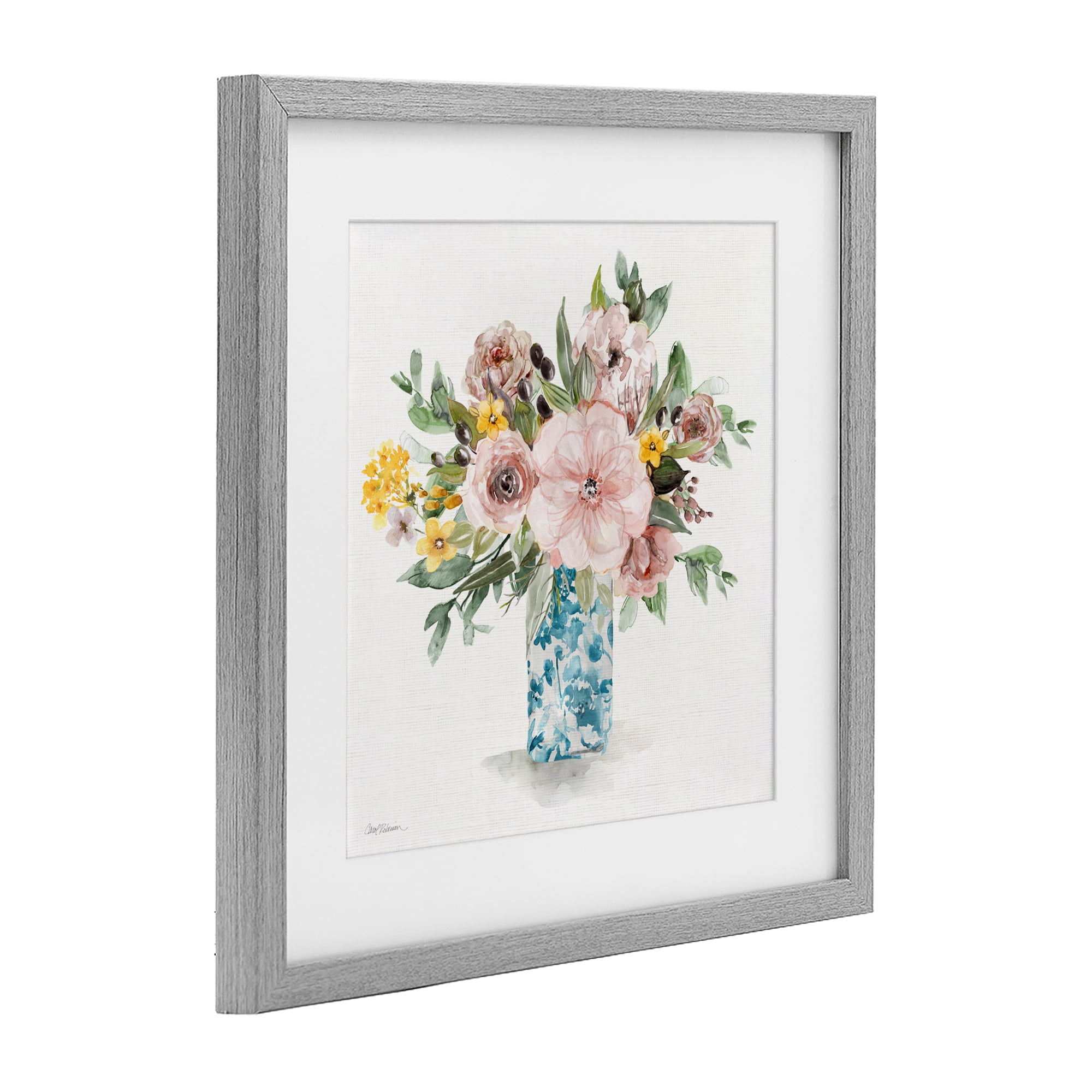 Stupell Industries Summer Chinoiserie Vase Gray Framed Print Under Glass, design by Carol Robinson