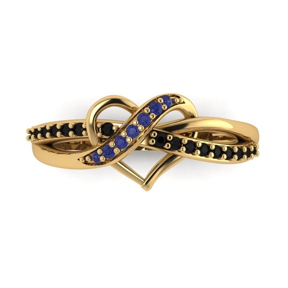 Solitaire with Accents Engagement Ring for Women - 0.22ct Simulated Tanzanite in 14K Yellow Gold Promise Ring