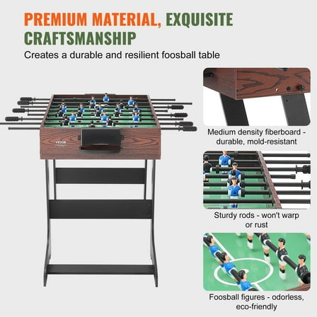 42" Foosball Table Set with 2 Balls, Foldable Compact Design, Indoor Soccer Game for Home & Party Fun
