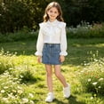 thumbnail image 5 of hoksml Girls Back to School Button Down Shirt Solid Long Sleeve Lace Ruffle Blouse Classic Collared School Uniform Tops, 5 of 9