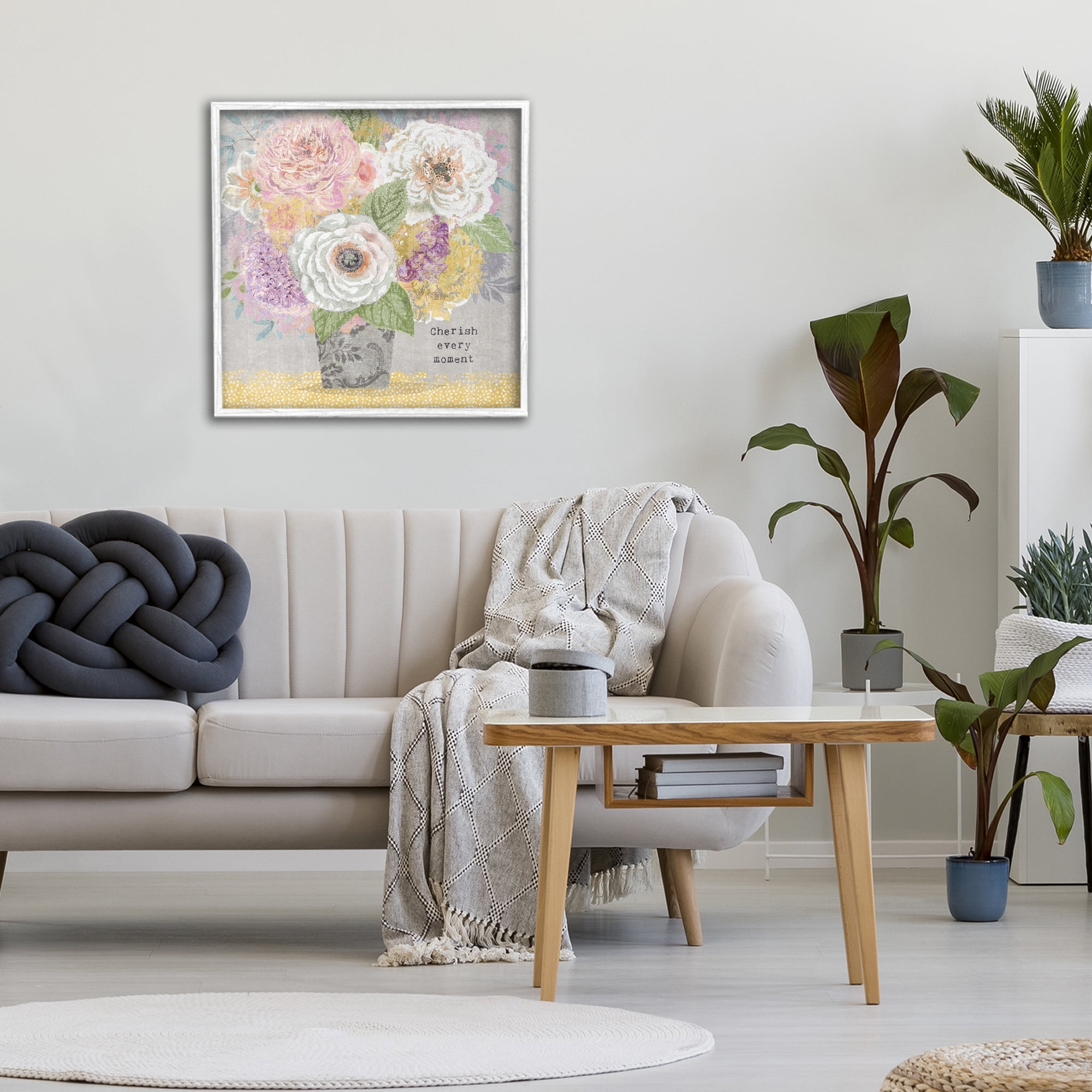 Stupell Industries Cherish Every Moment Inspiration White Framed Giclee Art, design by Suzanne Nicoll