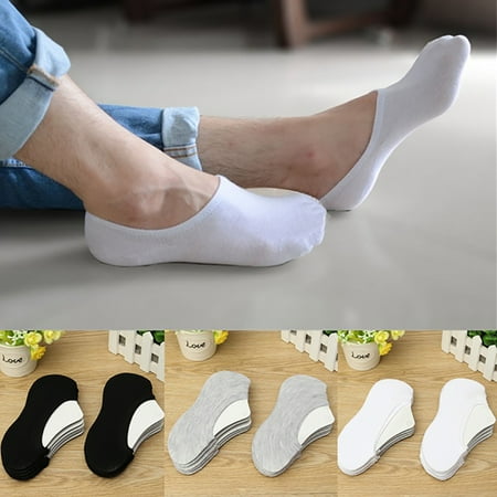 

Anvazise 10 Pairs Men s Cotton Loafer Boat Non-Slip Invisible Low Cut No Show Socks Black