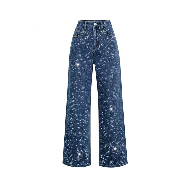 パンツ archive lowbox glitter paint denim pants TEAJOPSUU Womens Rhinestone Jeans High Waisted Wide Leg Y2K Denim