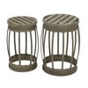 Decmode Eclectic 18 And 19 Inch Distressed Gray Iron Round Garden Stools - Set of 2