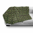 thumbnail image 3 of Ikat Soft Flannel Fleece Throw Blanket, Folk Traditional Vertical Borders in Green Shades Vintage Ornament, Cozy Plush for Indoor and Outdoor Use, 50" x 60", Green Brown Apple Green, by Ambesonne, 3 of 6