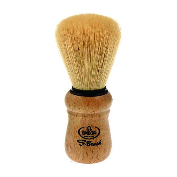 Omega Synthetic Fiber Shaving Brush, Beech Wood Handle