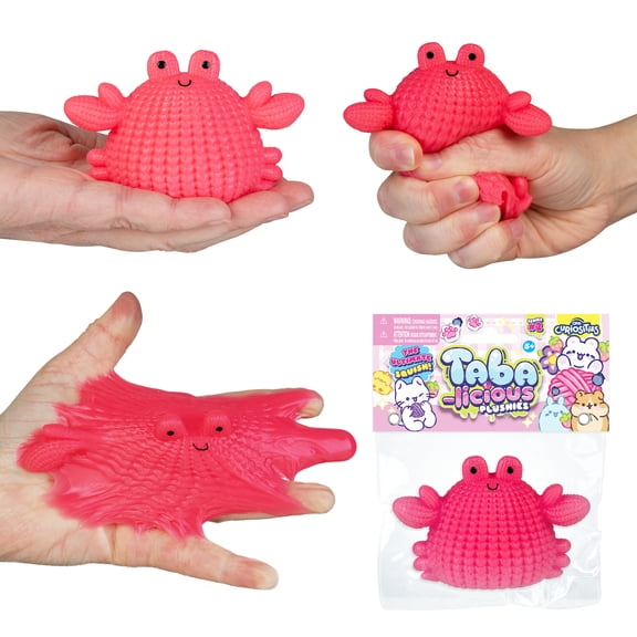 ORB Tabalicious Plushies TABA Squishy Crab Plushy Toy - Crochet Style TABA Animal Plushies - Soft, Sticky Taba-licious Squishies - Fun Stress Relief - Kawaii Sensory and Fidget Toys Kids and Adults