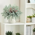 thumbnail image 5 of Pakyozj 45Pcs Christmas Snow Norfolk Pine Branches with Red Berry Stems,Artificial Xmas Branches Pine Tree Needle,Berries White Frosted Fake Greenery Norfolk Pines Stems Sprigs for Garland Home Decor, 5 of 7