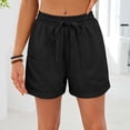 thumbnail image 5 of MEZZALL Women Casual Summer Shorts With Drawstring Waist Pockets Elastic Comfortable Loose Fit Solid Color Basic Shorts Holiday Daily Bottoms, 5 of 9