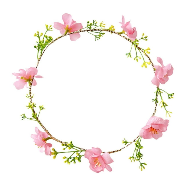 Diadema floral para novia, , tocado bohemio para bodas y festivales en la playa flores de cerezo rosadas