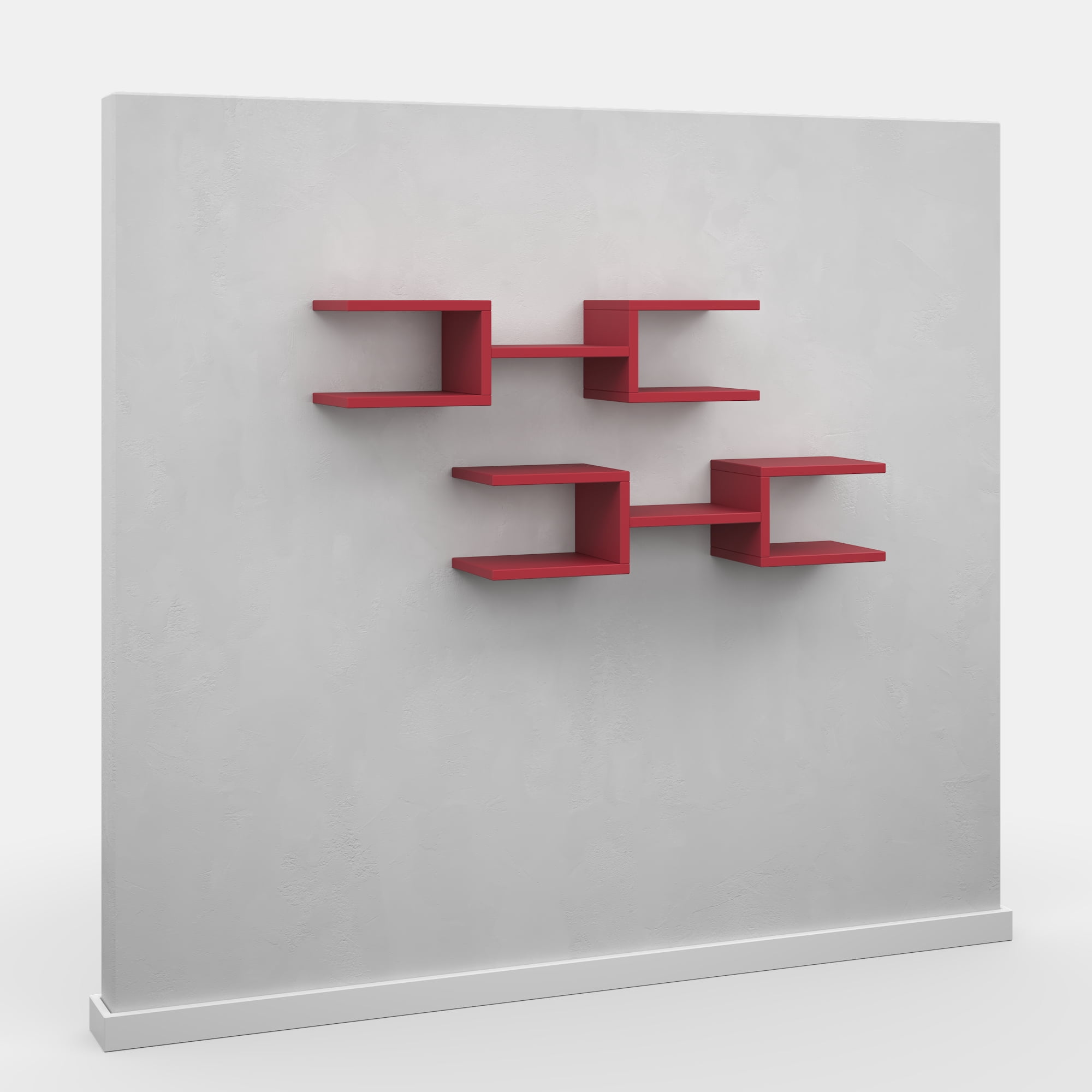 Ada Home Decor Floating Shelves for Wall Storage, 29.53" W x 7.87" D Geometric Wall Shelf Organizer, Modern Shelf for Wall Decor, Burgundy