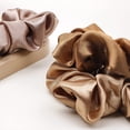 thumbnail image 3 of Southwit Scrunchies for Women Hair Ties Bands Satin Hair Scrunchies for Girls Big Scrunchies for Women's Thick Curly Hair Ponytail Holders Cute Pony Tails No Crease Hair Ties No Damage, Brown Pink, 3 of 5