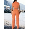 thumbnail image 5 of Women’s Orange Ribbed 2‑Piece Set – Crop Top & High‑Waisted Work Pants, Summer Streetwear, 5 of 9