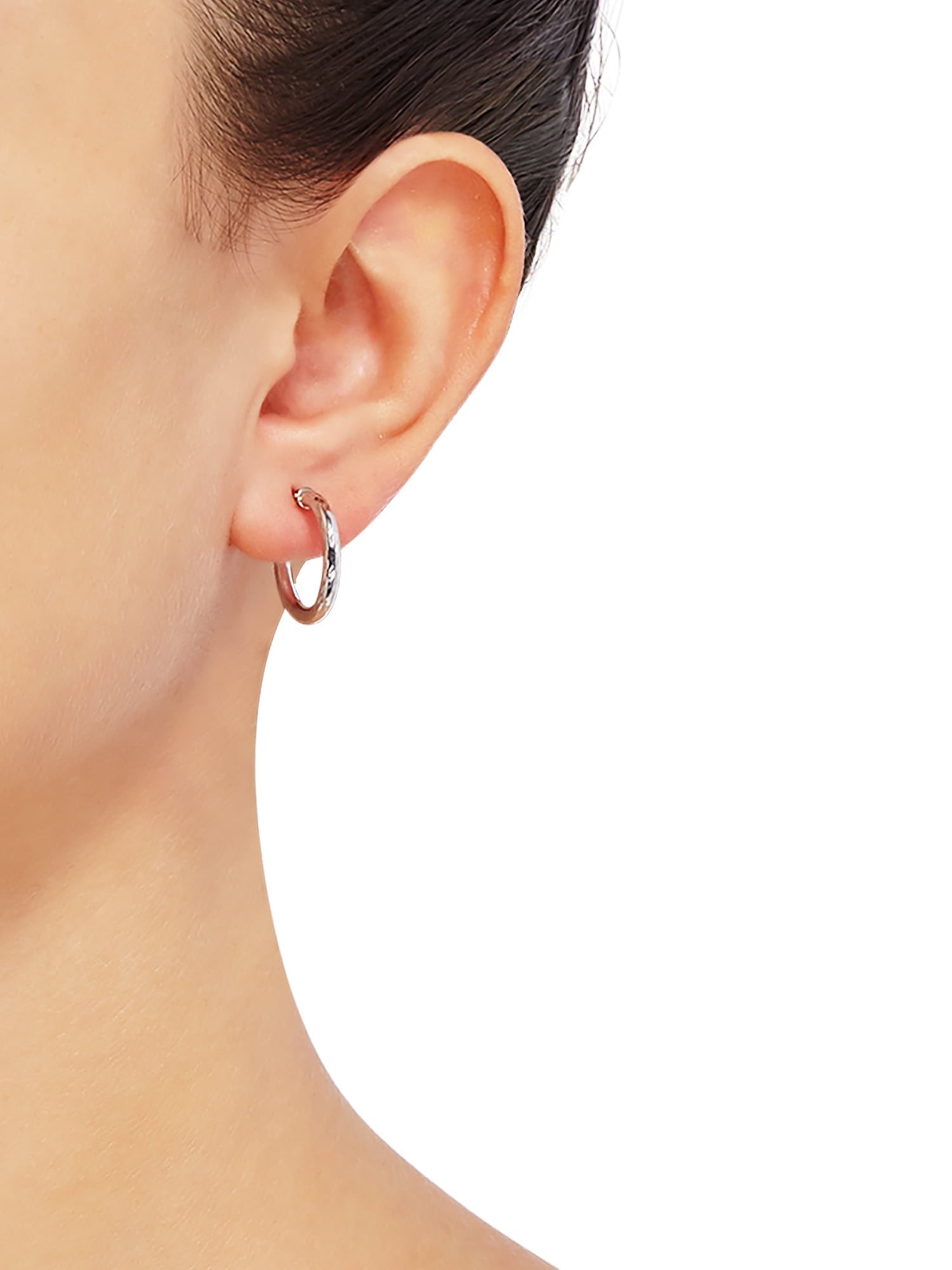 Brilliance Fine Jewelry 10K White Gold 2.3MMx18MM Hollow Round Hoop Earrings