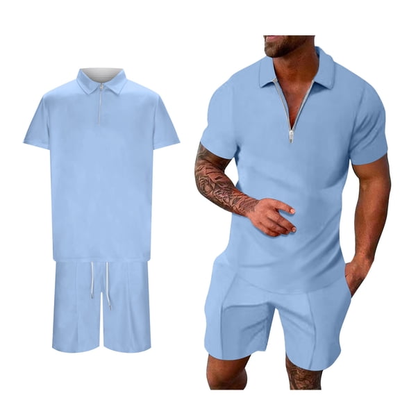 Mens Shorts Set 2 Piece Men's Polo Shirts Short Sleeve & Shorts Mens Summer Outfits Beach Shorts Men Clothing