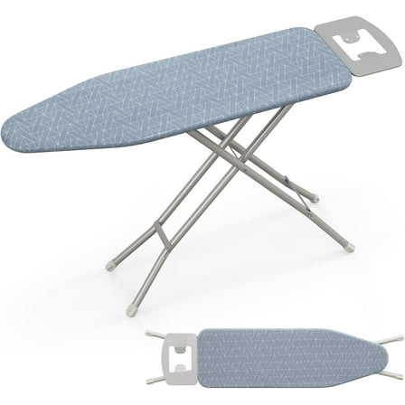 GOFLAME Ironing Board with Iron Rest, 48” x 13.5” Full Size Iron Board with 7 Adjustable Heights and Removable Heat-Resistant Cover, Foldable Iron Stand with Heavy-Duty Carbon Steel Frame and Legs