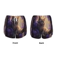 thumbnail image 5 of Picia Purple Flower Lazy Cat Pattern Women's 2 in 1 Athletic Running Shorts High Waisted Workout Casual Gym Sweat Shorts with Comfy Liner Zipper Pockets-X-Large, 5 of 9
