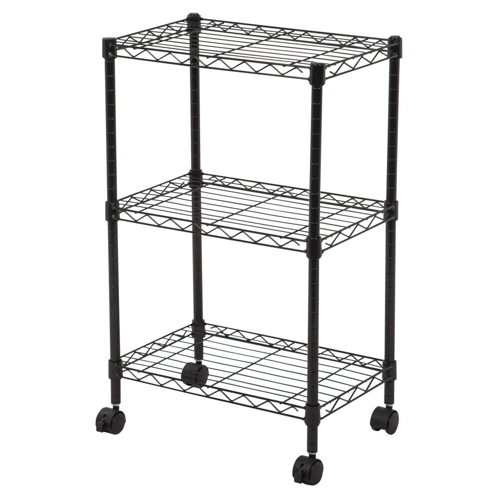 IRIS USA, 3Tier Wire Storage Shelf with Casters, Black