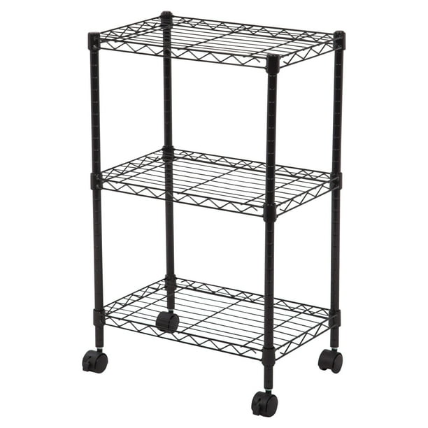 IRIS USA, 3Tier Wire Storage Shelf with Casters, Black