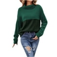 thumbnail image 2 of Jjayotai Women's Oversized Batwing Sweaters, 2024 Fall Outfits Crewneck Colorblock Ribbed Knit Trendy Pullover Tops Green M, 2 of 7