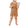 thumbnail image 3 of Busydd Girls Romper Casual Short Sleeve Round Neck Baby Rompers Comfortable Cotton Solid Color Button Boy Clothes 12-18 Months, 3 of 6