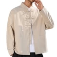thumbnail image 4 of RUTAYY Men's Shirts Mandarin Collar Button Down Long Sleeve Casual Business Formal Tops Outerwear Travel Vacation Blouse, 4 of 8