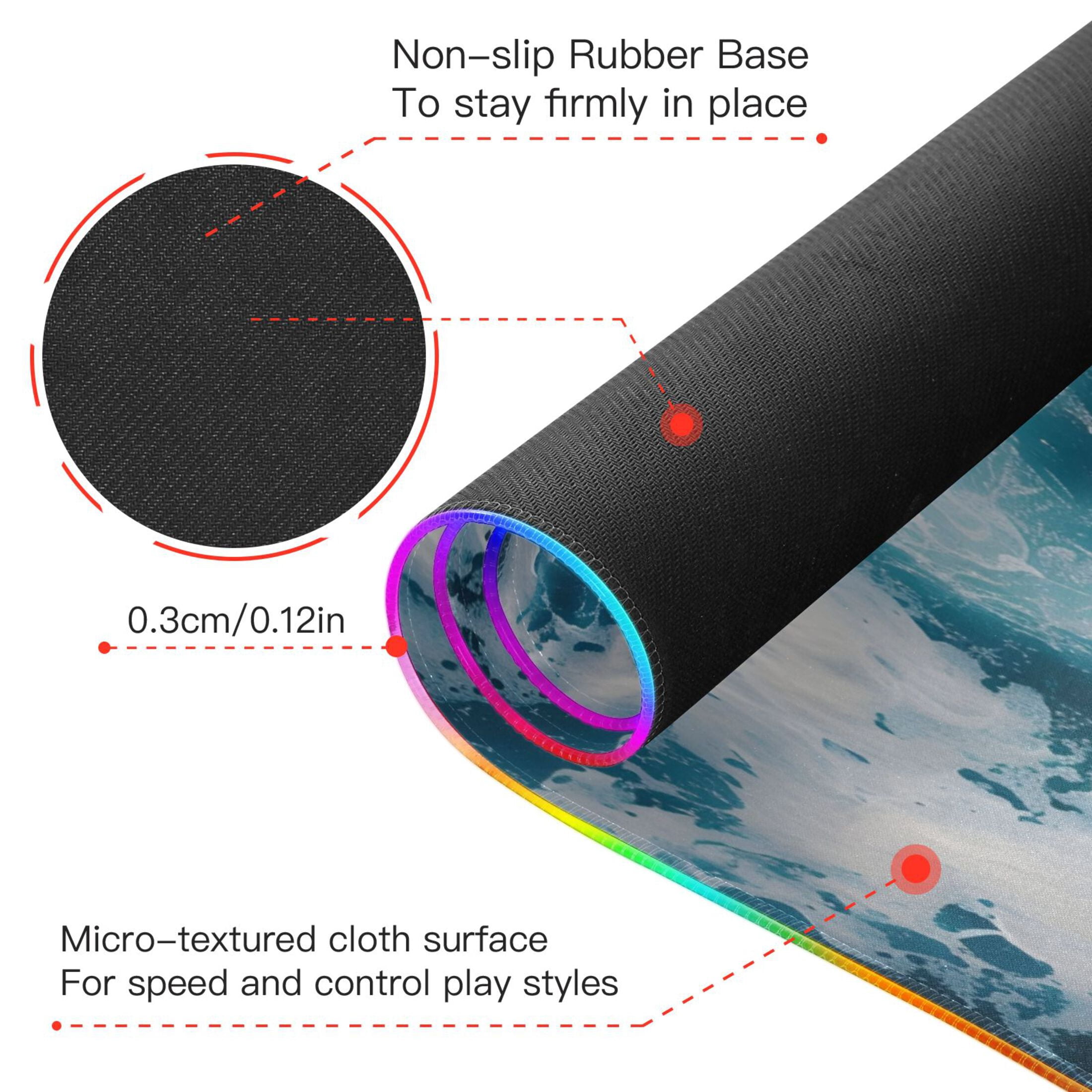 Large RGB Gaming Mouse Pad Led Glowing Mousepad Non-Slip Rubber Base 13 Light Modes 31.5x11.8 Ocean and Wave