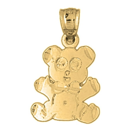 18K Yellow Gold Teddy Bear Pendant - 21 mm