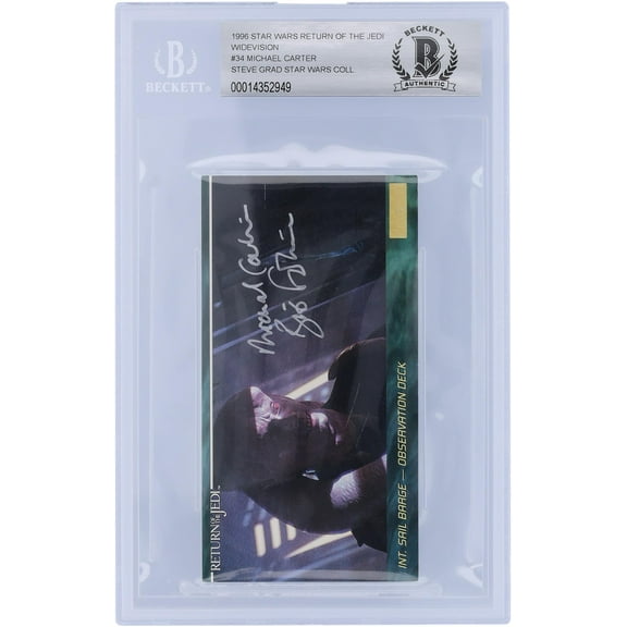Michael Carter Star Wars Autographed 1996 Topps Return of the Jedi Widevision #34 BGS Authenticated 10 Card with "Bib Fortuna" Inscription