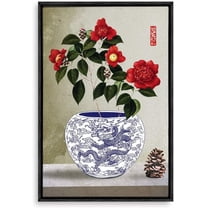 IDEA4WALL Framed Canvas Wall Art for Living Room, Bedroom Blue and White Porcelain Canvas Prints for Modern Home Decoration Ready to Hang