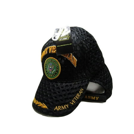 US ARMY EMBLEM Veteran side line mesh Black Embroidered Baseball Cap Hat