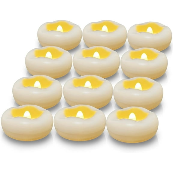 Floating Candles, 12 Pack LED Waterproof Plastic Battery Operated Candles