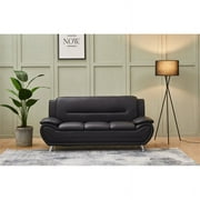 Kingway Furniture Zebra Faux Leather Sofa with Pillow Top Armrests in Black
