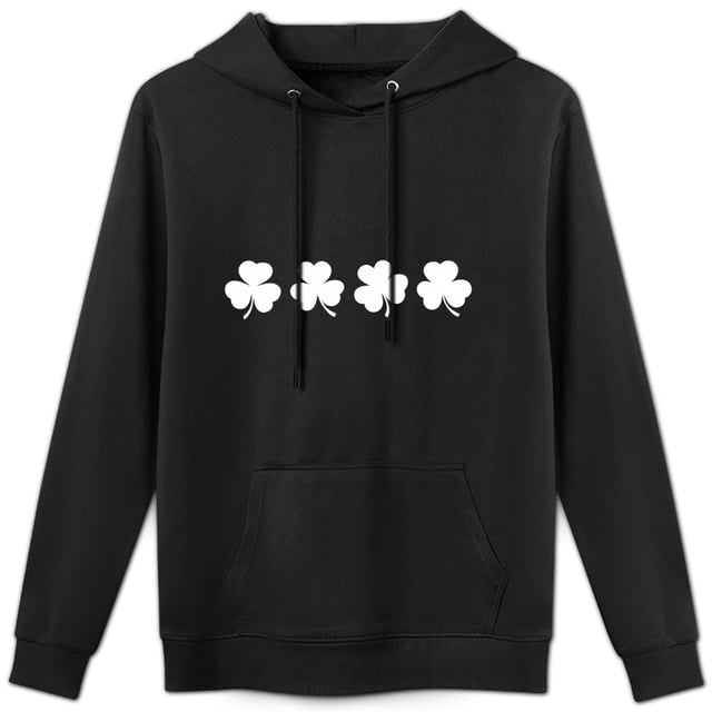 Sudadera con capucha de trébol de cuatro hojas de la suerte, sencilla y fresca, de algodón agradable para la piel, estilo unisex.