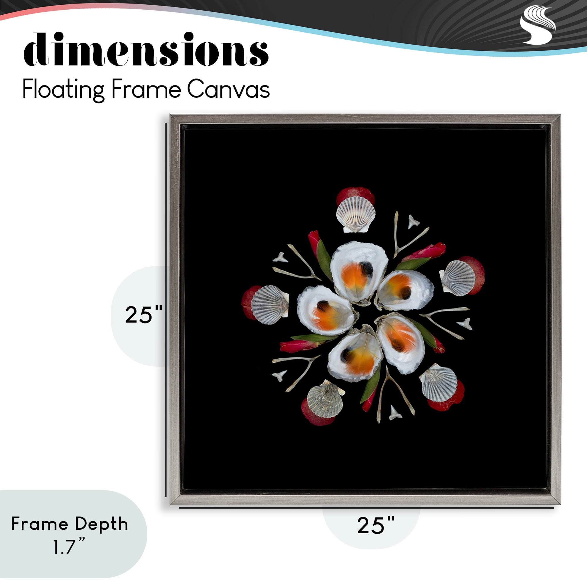 Stupell Industries Nautical Oysters Mandala Gray Framed Floater Canvas Wall Art, design by Beth Adoette